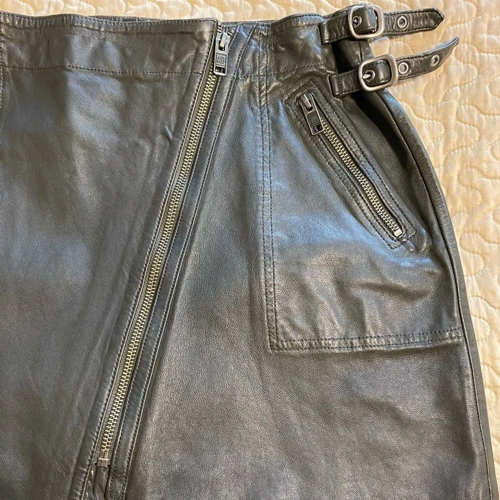 “FRYE” Diya Leather Moto Mini Skirt - Picture 9 of 16